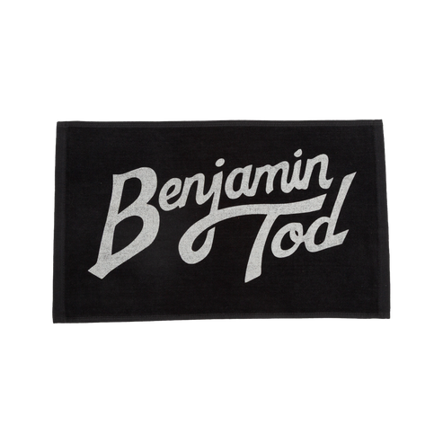 Benjamin Tod logo printed on a towel