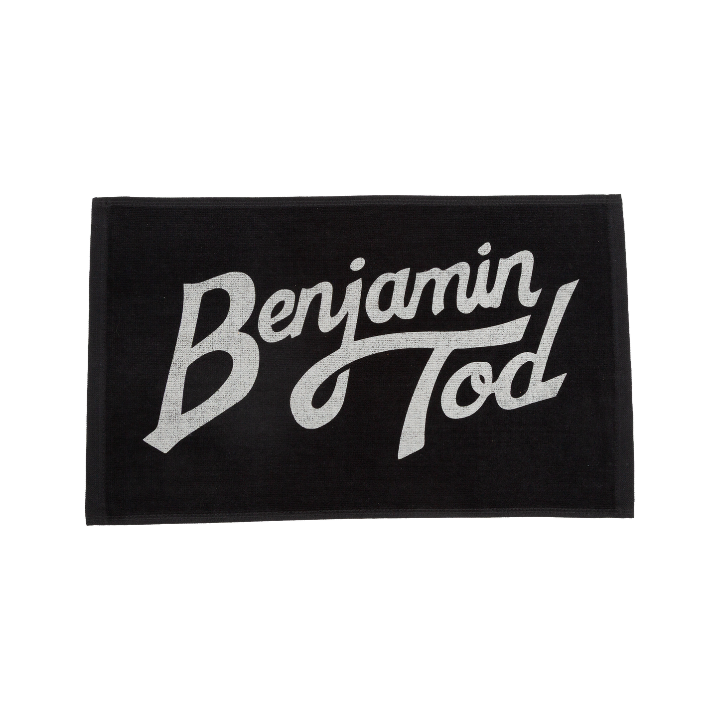 Benjamin Tod logo printed on a towel