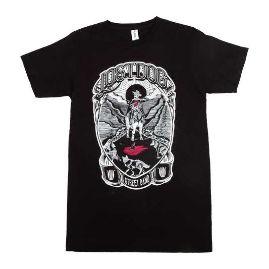 Lost Dog Street Band tee with cowboy skeleton