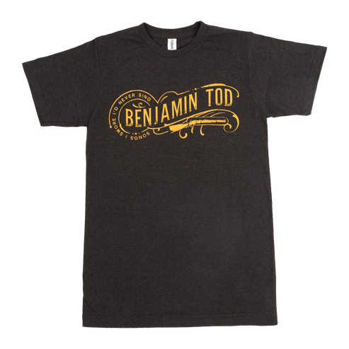 Graphic with 'Songs I Swore I'd Never Sing' script around Benjamin Tod logo