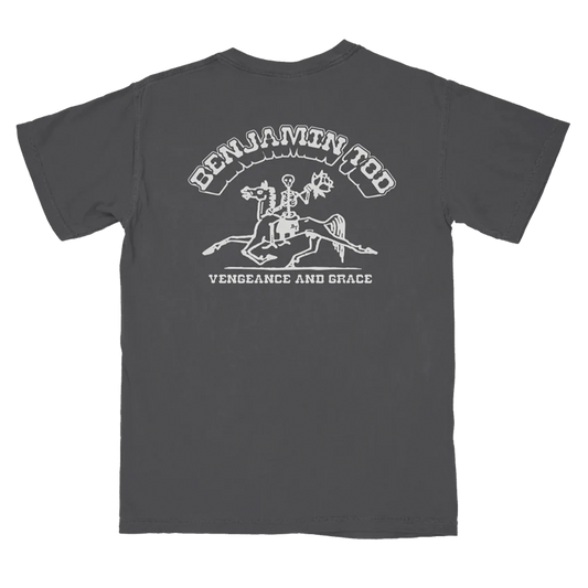 Benjamin Tod Vengenace and Grace grey tee