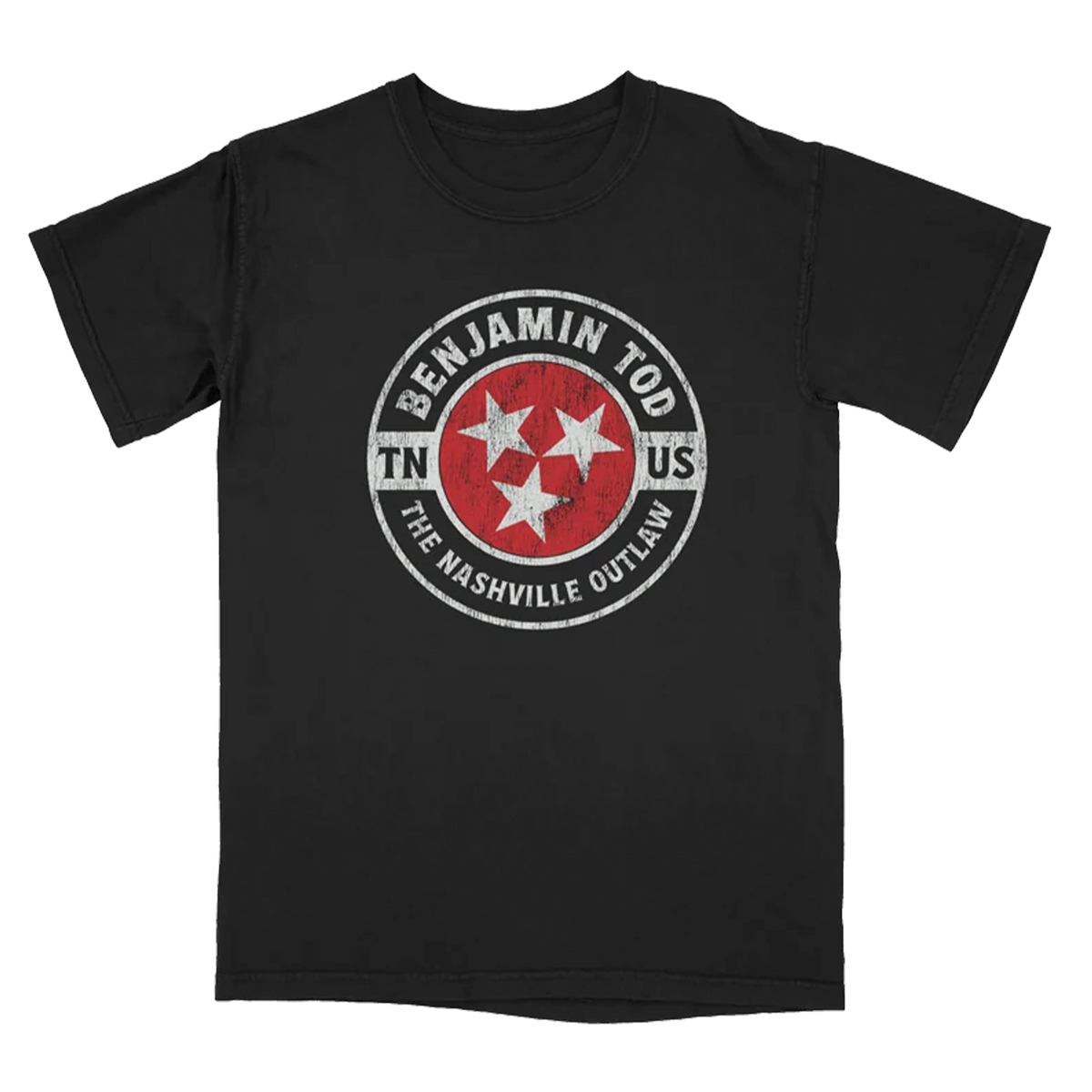 Benjamin Tod The Nashville Outlaw tee with Tennessee stars on the front in a circle graphic