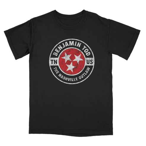Benjamin Tod The Nashville Outlaw tee with Tennessee stars on the front in a circle graphic