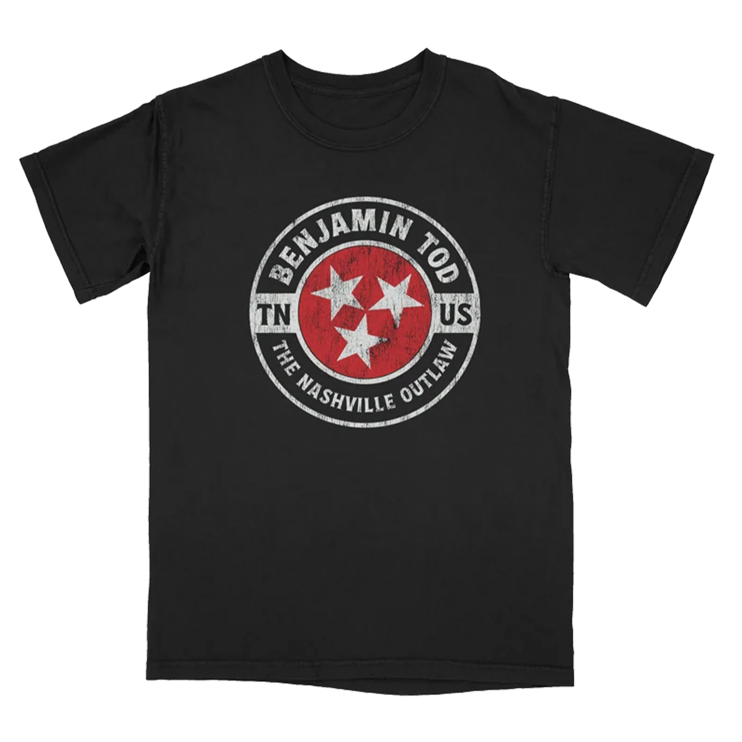 Benjamin Tod The Nashville Outlaw tee with Tennessee stars on the front in a circle graphic